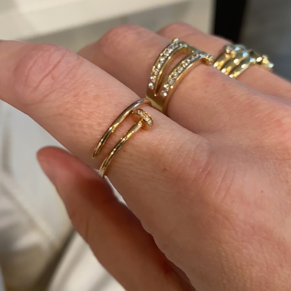 14k Rose Gold & Diamond Nail Ring